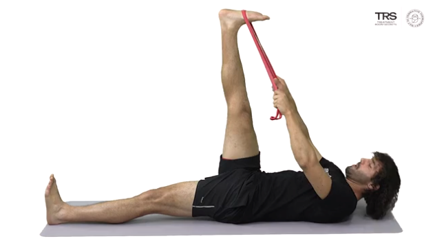 Lying Hamstring Stretch Resistance Band Assisted