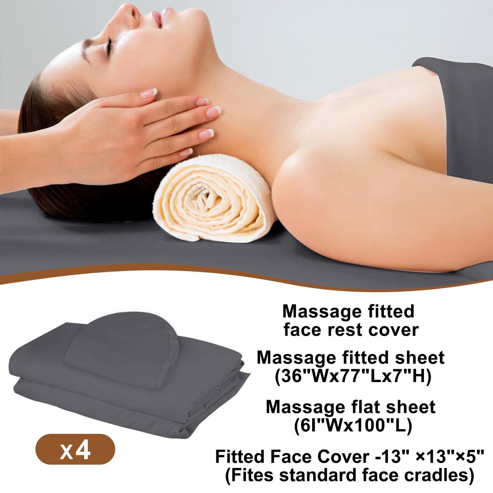 4 Sets Premium Microfiber Massage Table Sheets and Fitted Face Rest Cover