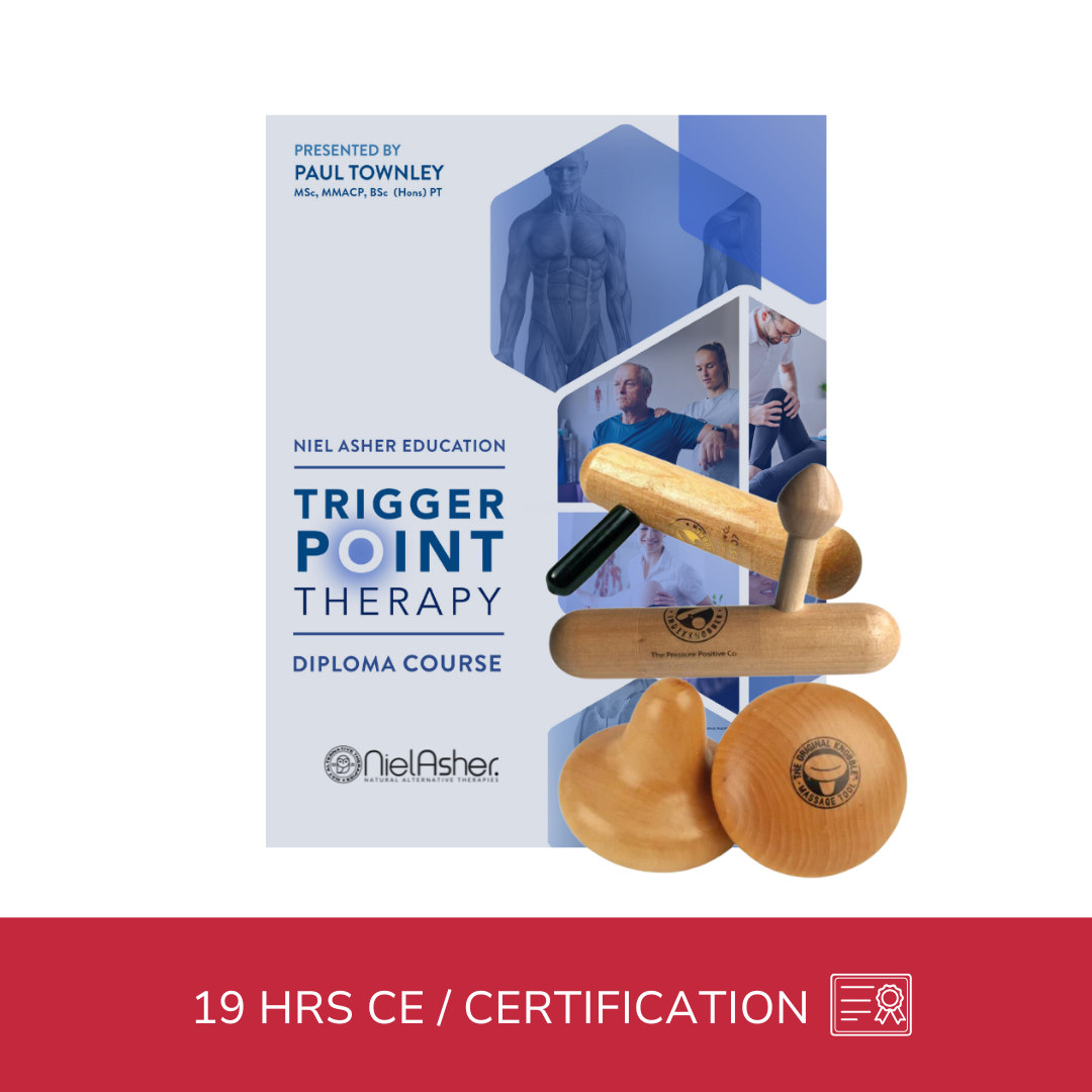 Curso de diploma de terapia de puntos gatillo NAT (19 CEU) + 4 herramientas de presión hechas a mano en madera