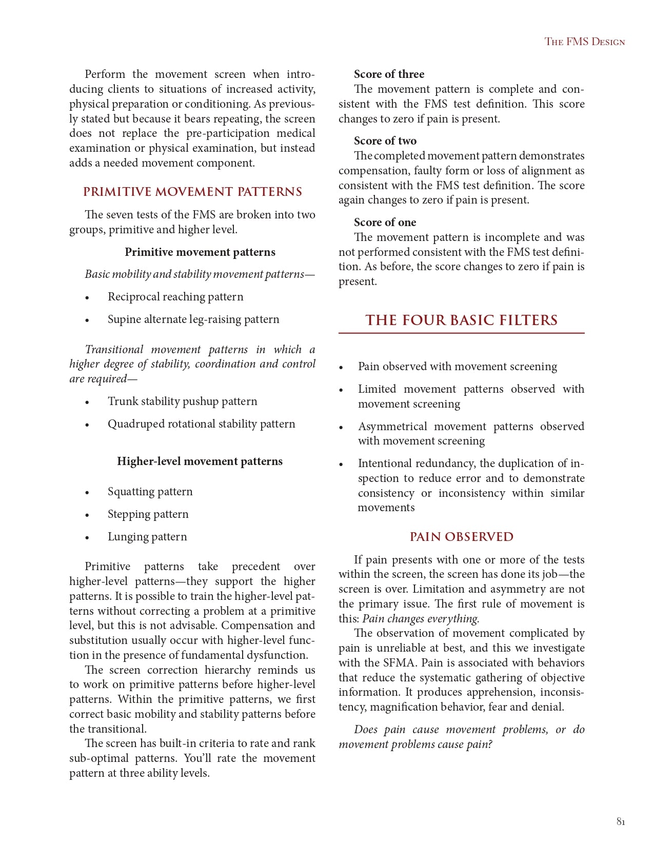 Movement: Functional Movement Systems: Screening, Assessment, Corrective Strategies