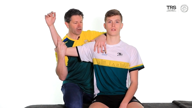 Partner Assisted Seated Pec Stretch 
