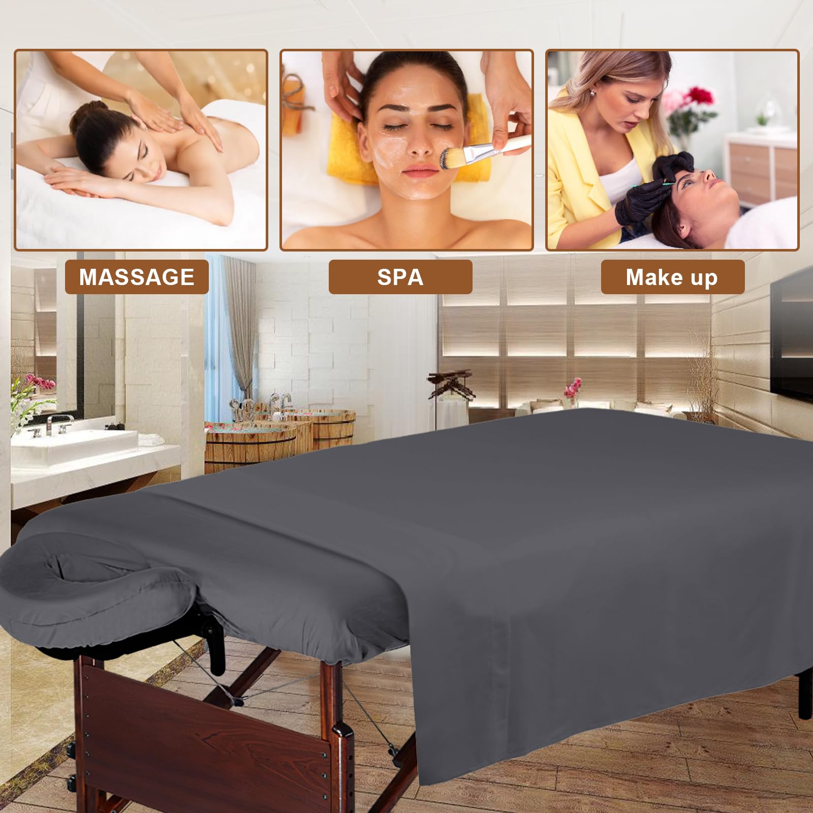 4 Sets Premium Microfiber Massage Table Sheets and Fitted Face Rest Cover