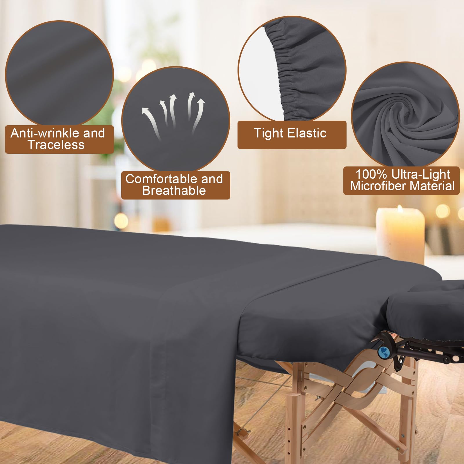 4 Sets Premium Microfiber Massage Table Sheets and Fitted Face Rest Cover