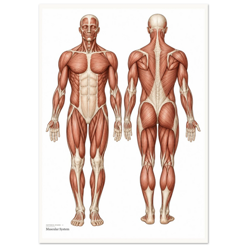 Anterior & Posterior Muscular System Poster