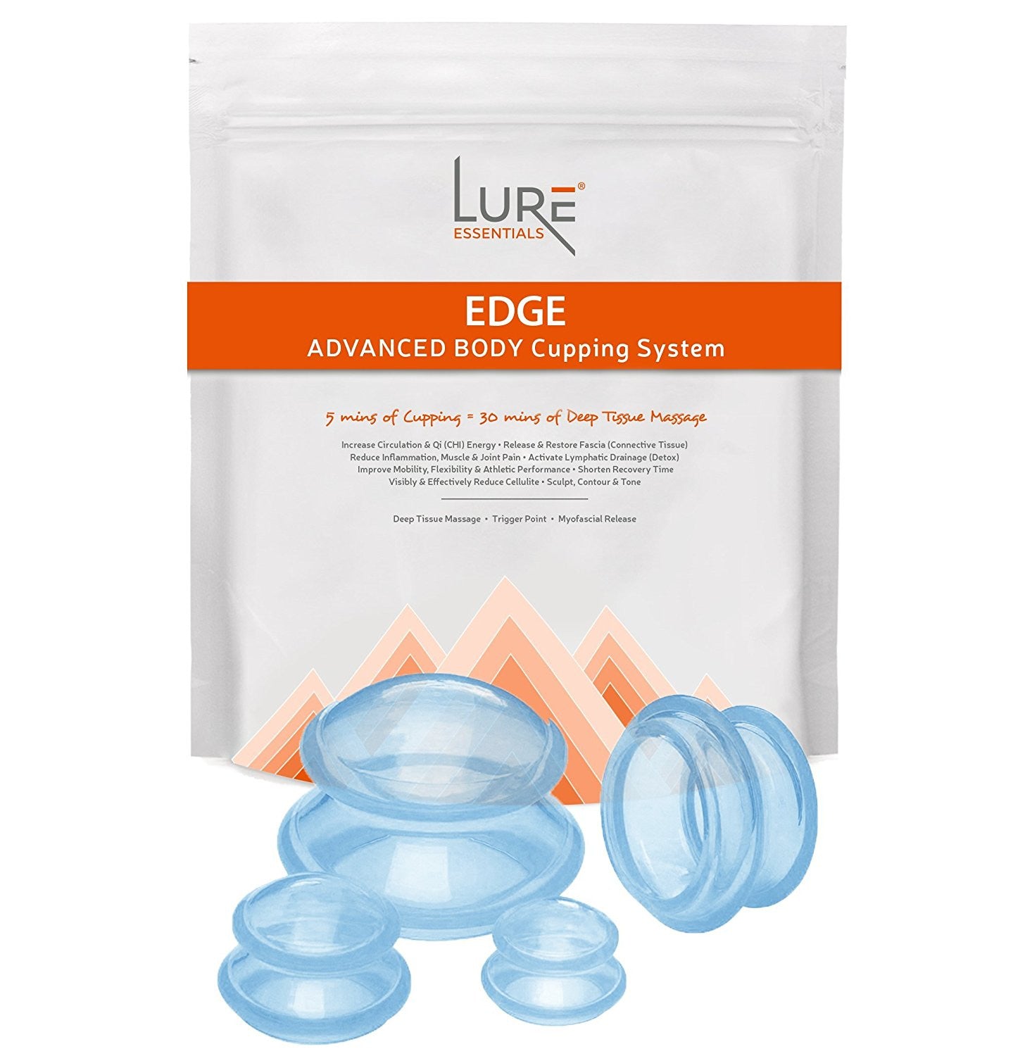 Lure Essentials Lure Edge Cupping Therapy Sets - Silicone Cups for Cupping Professional Choice 8 Cups Blue, Flex